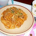 合いびき肉ときのこのケチャップパスタ